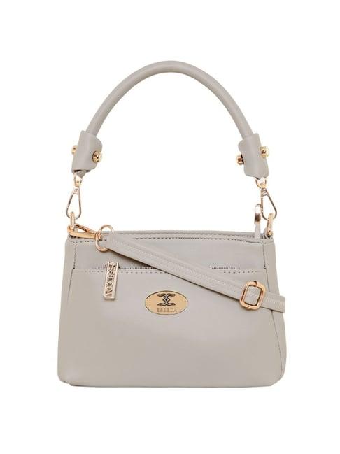 esbeda grey solid small sling handbag