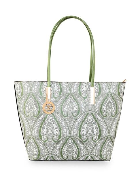 esbeda light green mandala art printed large handbag