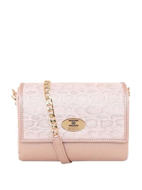 esbeda pink textured small sling handbag