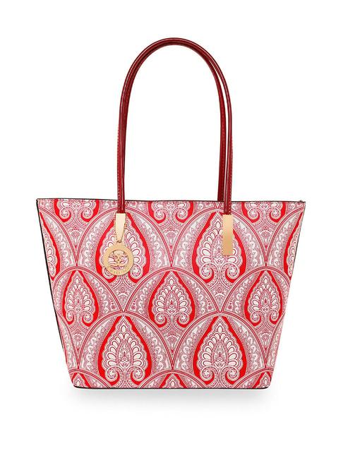esbeda red mandala art printed large handbag