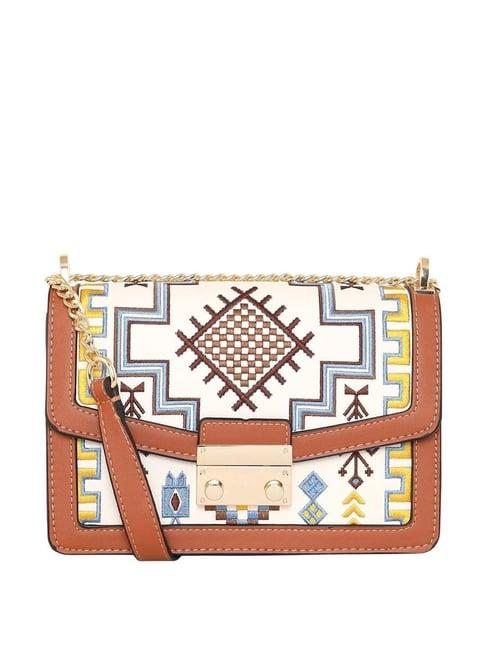 esbeda tan mini embroidered small sling handbag