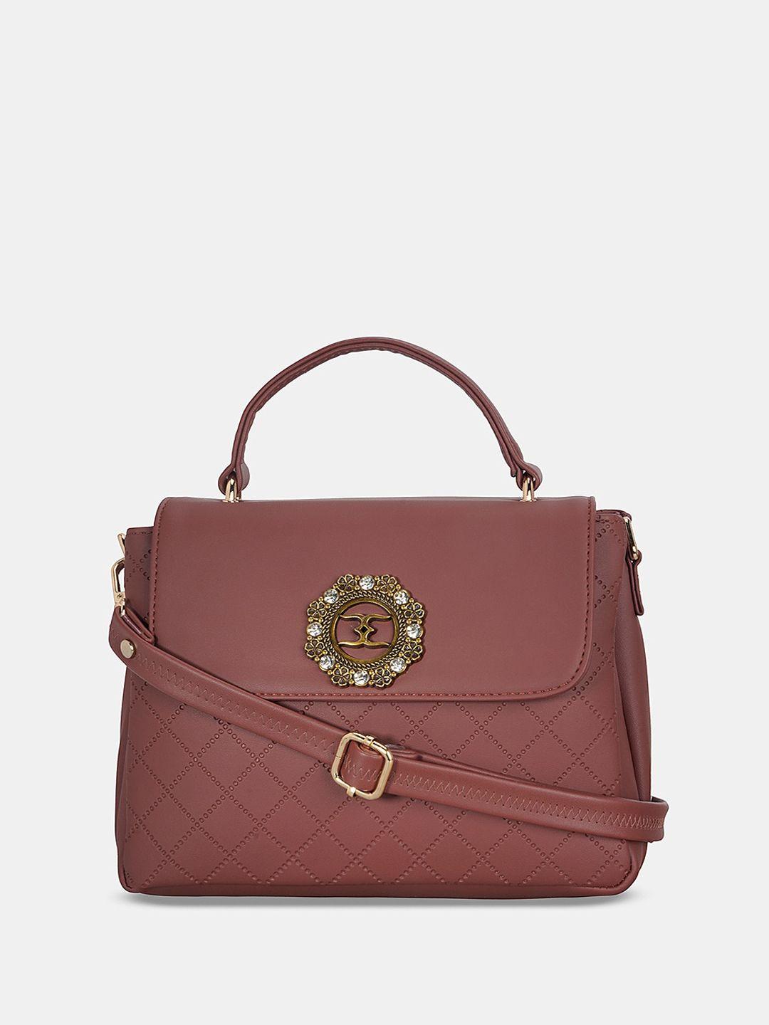 esbeda textured handheld bag with quilted detail
