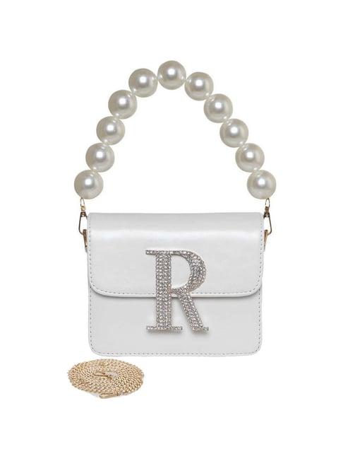 esbeda white embellished small sling handbag
