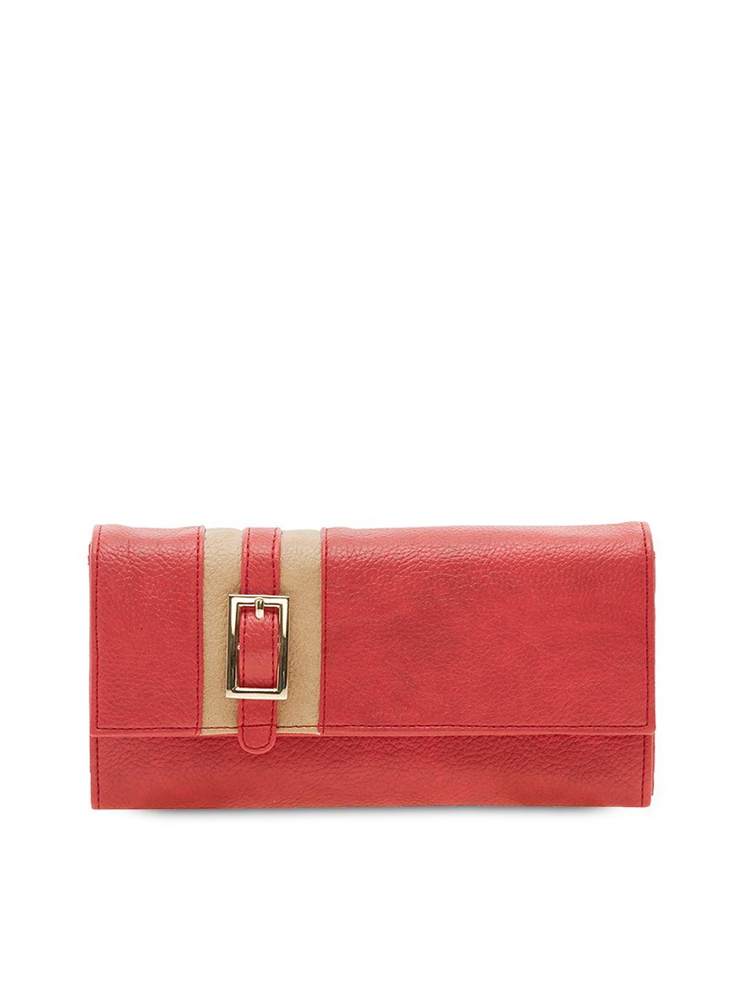 esbeda women red solid two fold wallet