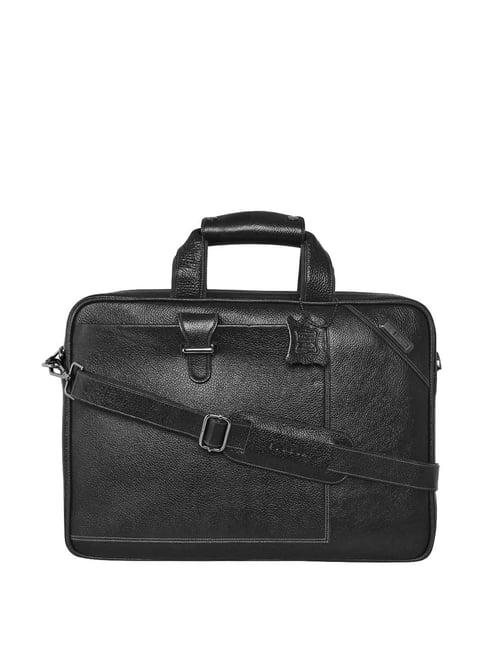 esbeda black leather medium laptop messenger bag