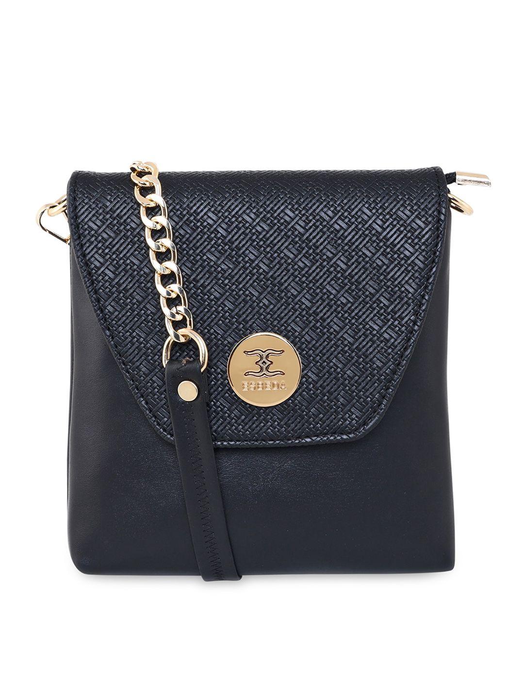 esbeda black textured pu structured sling bag