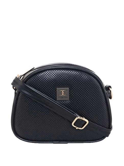esbeda black textured small sling handbag