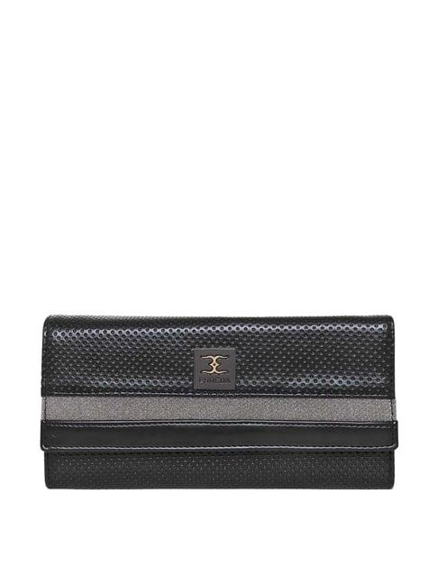 esbeda black textured wallet for women