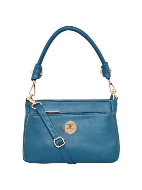esbeda blue pu solid sling handbag