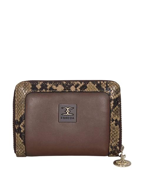 esbeda brown animal effect zip around wallet for women