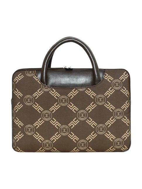 esbeda brown printed medium laptop bag - 15 inches