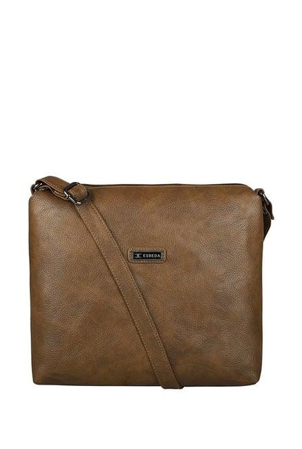 esbeda brown solid polyester sling bag