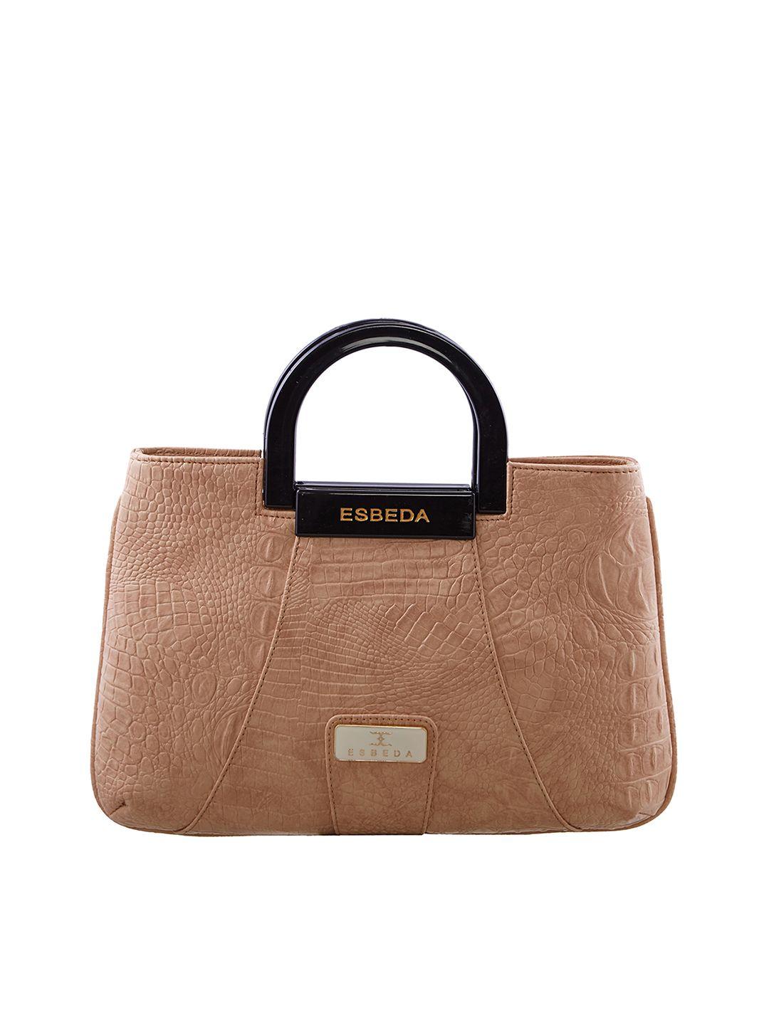 esbeda brown textured handheld bag