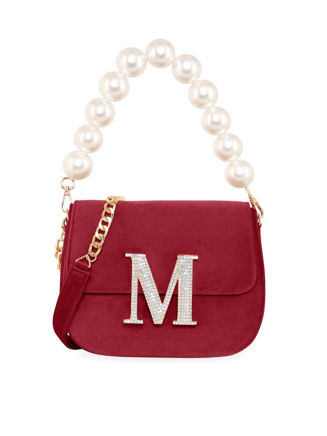 esbeda embellished velvet structured handheld bag