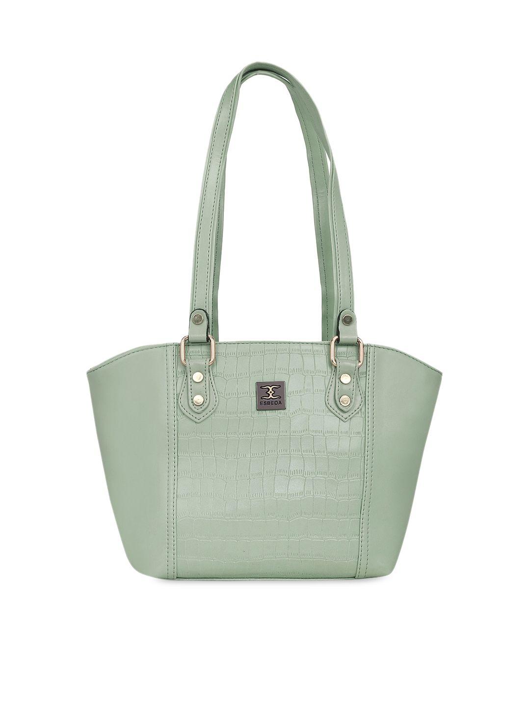 esbeda green croc skin textured shoulder bag