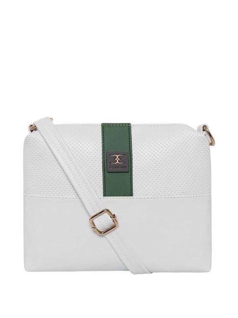 esbeda green textured medium sling handbag