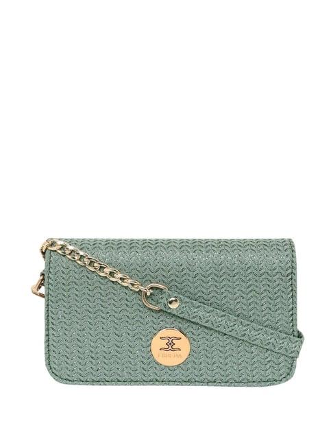 esbeda green textured small sling handbag