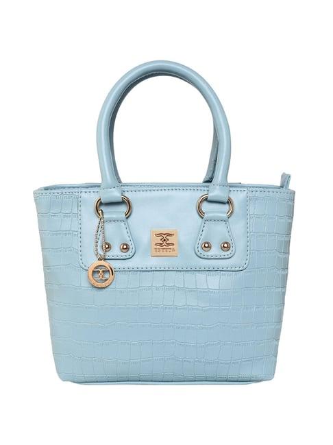 esbeda light blue textured medium handbag