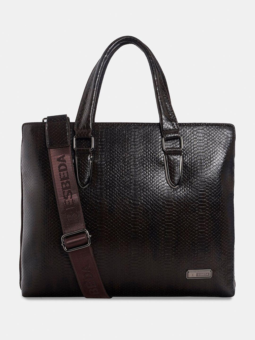 esbeda men textured laptop bag -up to 14 inch