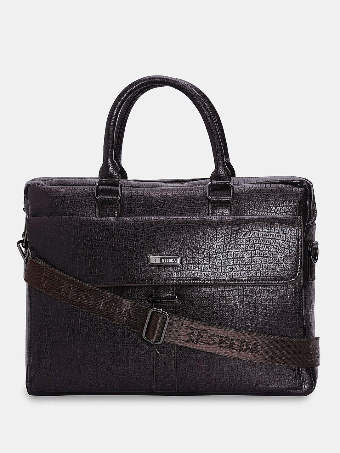 esbeda men textured laptop bag -up to 14 inch