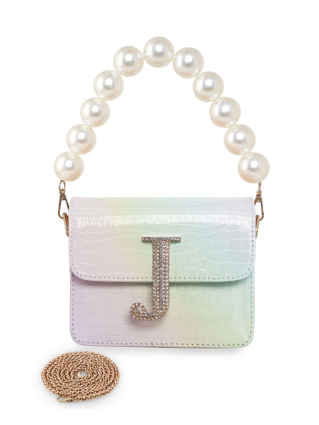 esbeda pearl embellished structured hotty glossy sling bag