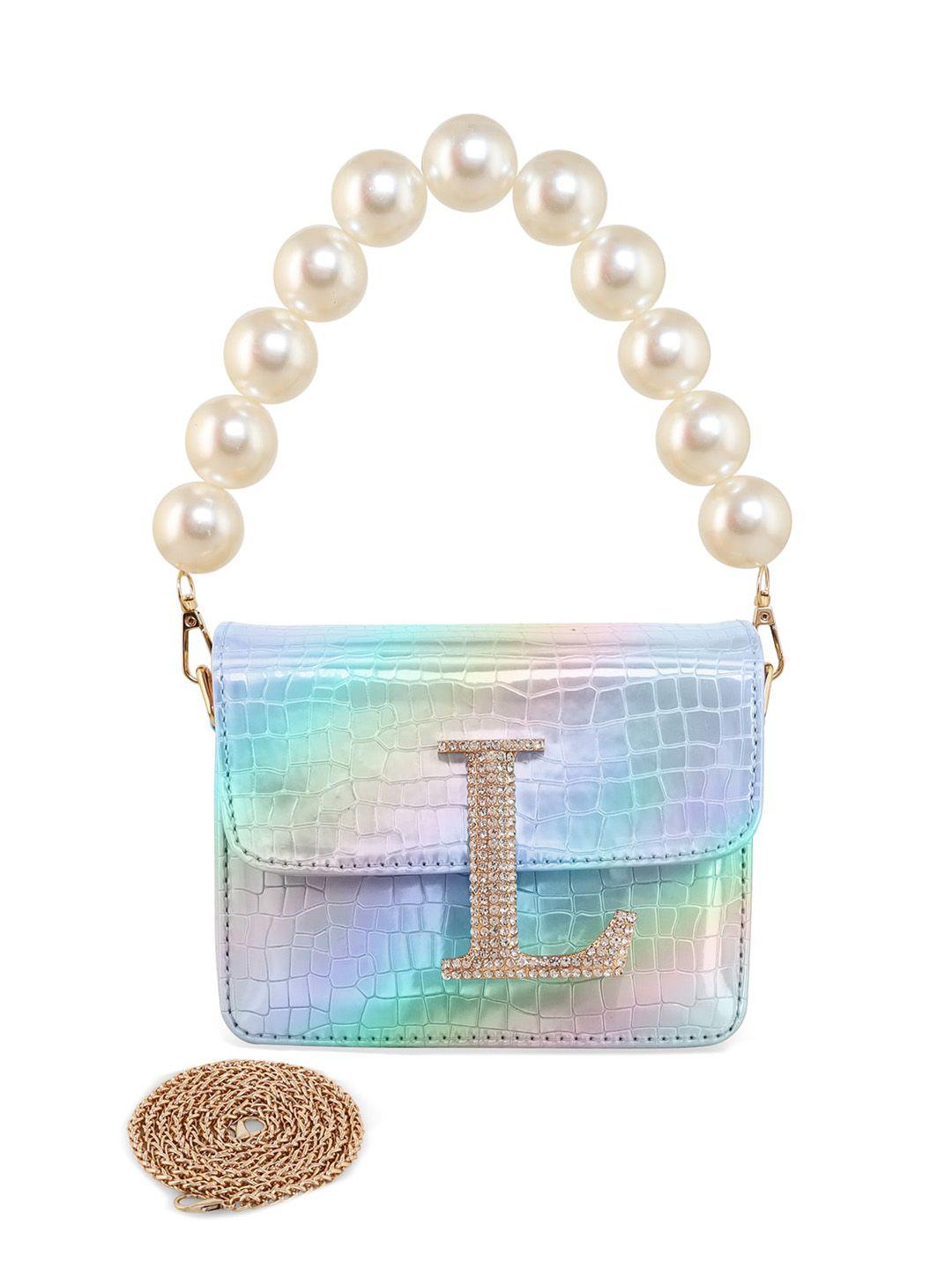 esbeda pearl embellished structured hotty glossy sling bag