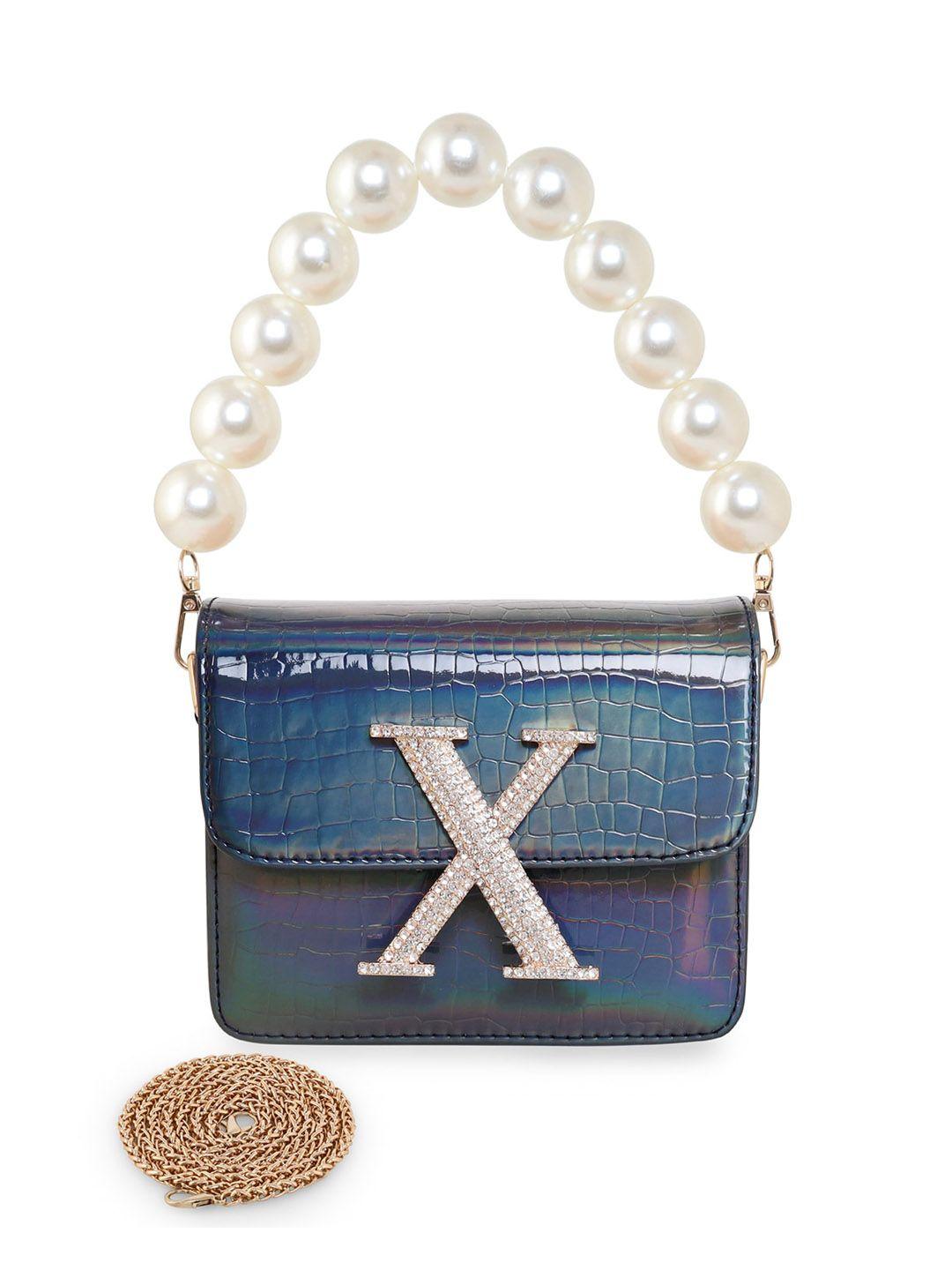 esbeda pearl embellished structured hotty glossy sling bag