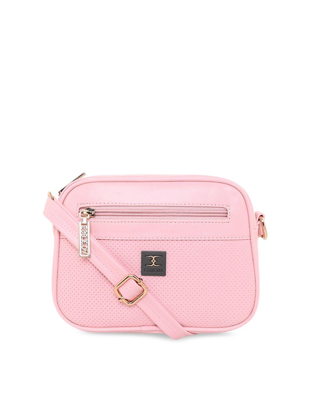 esbeda pink pu structured sling bag with quilted