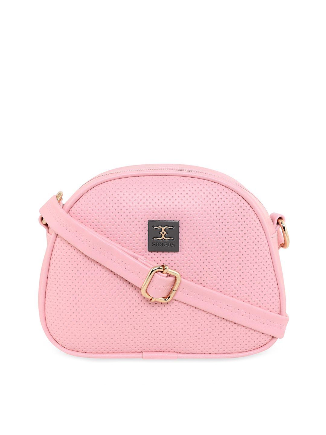 esbeda pink quilted tiny dots textured sling bag for womens