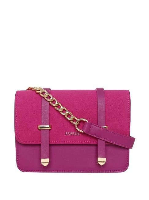 esbeda pink solid medium sling handbag