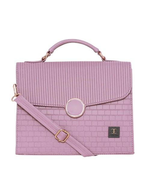 esbeda purple textured medium satchel handbag