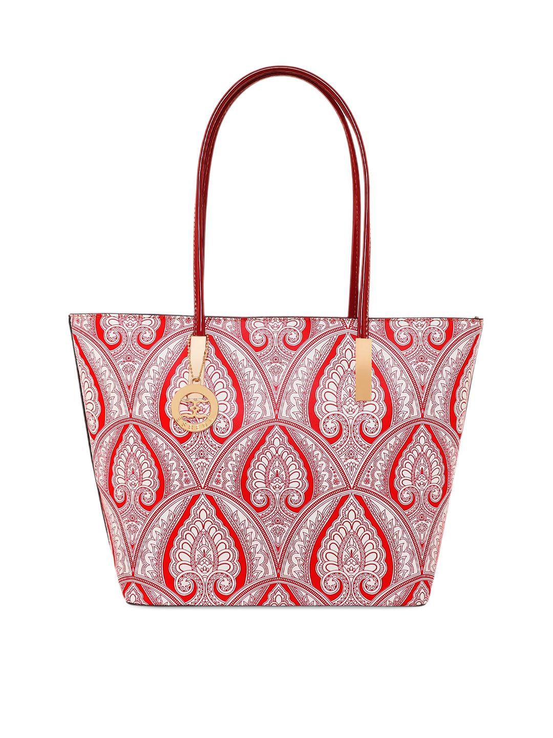 esbeda red ethnic motifs pu structured shoulder bag
