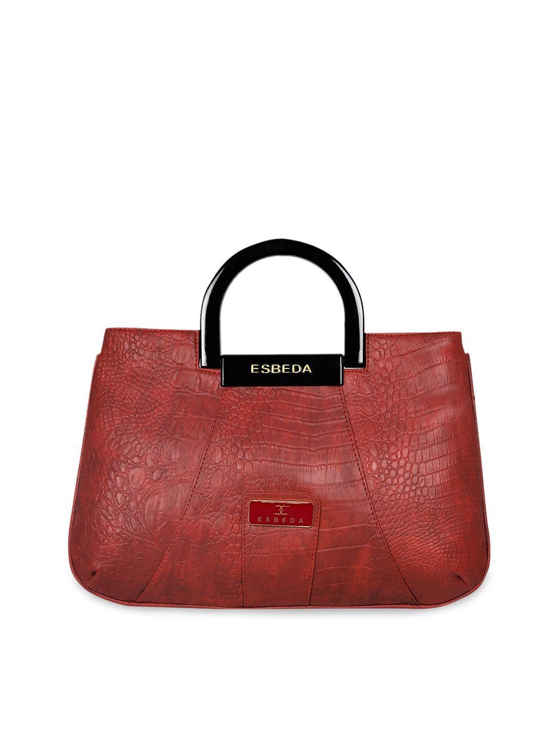 esbeda red textured pu structured handheld bag