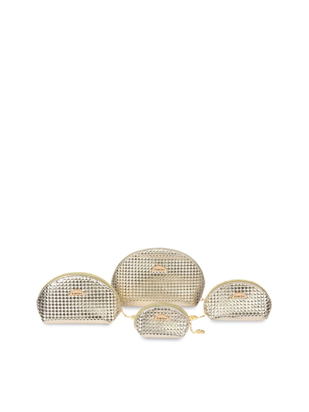 esbeda set of 4 gold-toned textured clutches