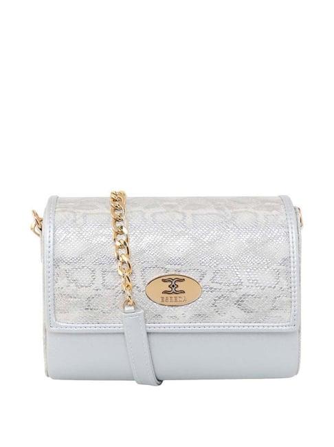esbeda silver textured small sling handbag