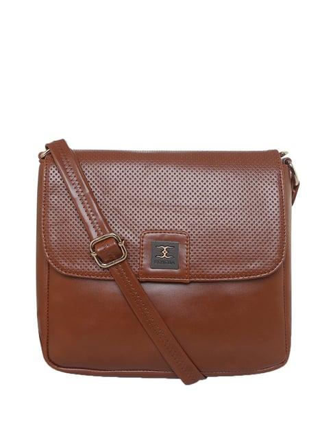 esbeda tan textured medium sling handbag