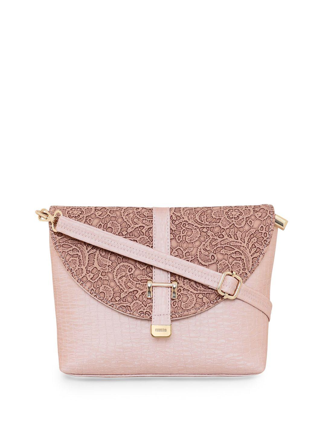 esbeda textured structured sling bag with cut work