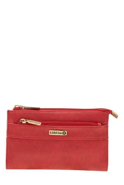 esbeda twin red solid bi-fold wallet