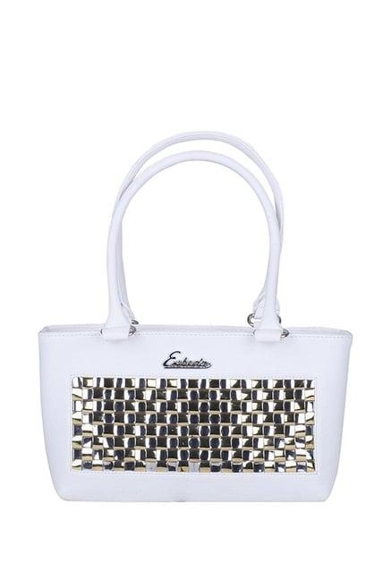 esbeda white & silver textured handbag