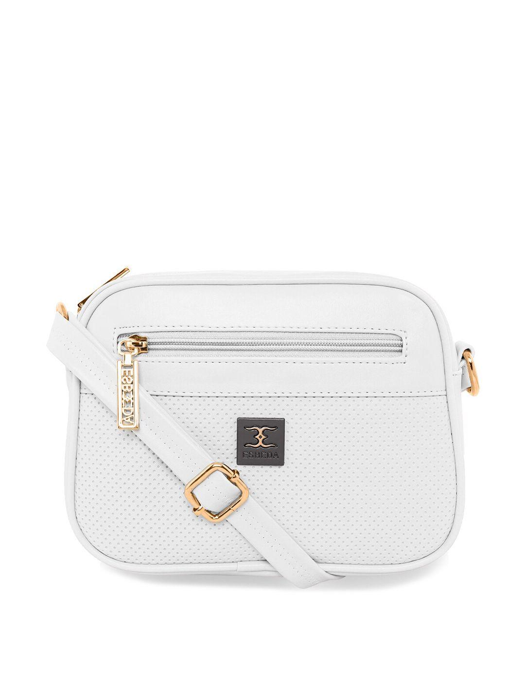 esbeda white pu structured tiny dots sling bag