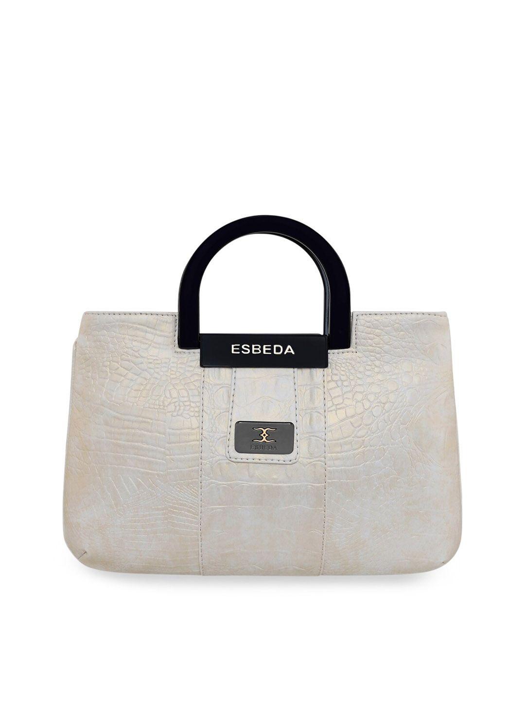 esbeda white textured pu structured handheld bag