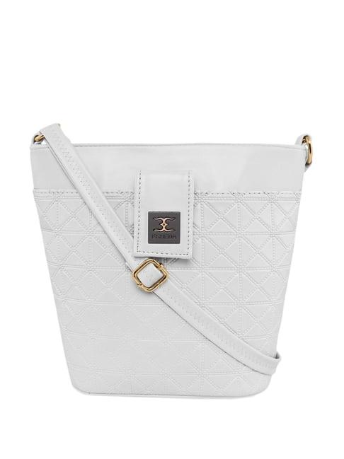 esbeda white textured small sling handbag