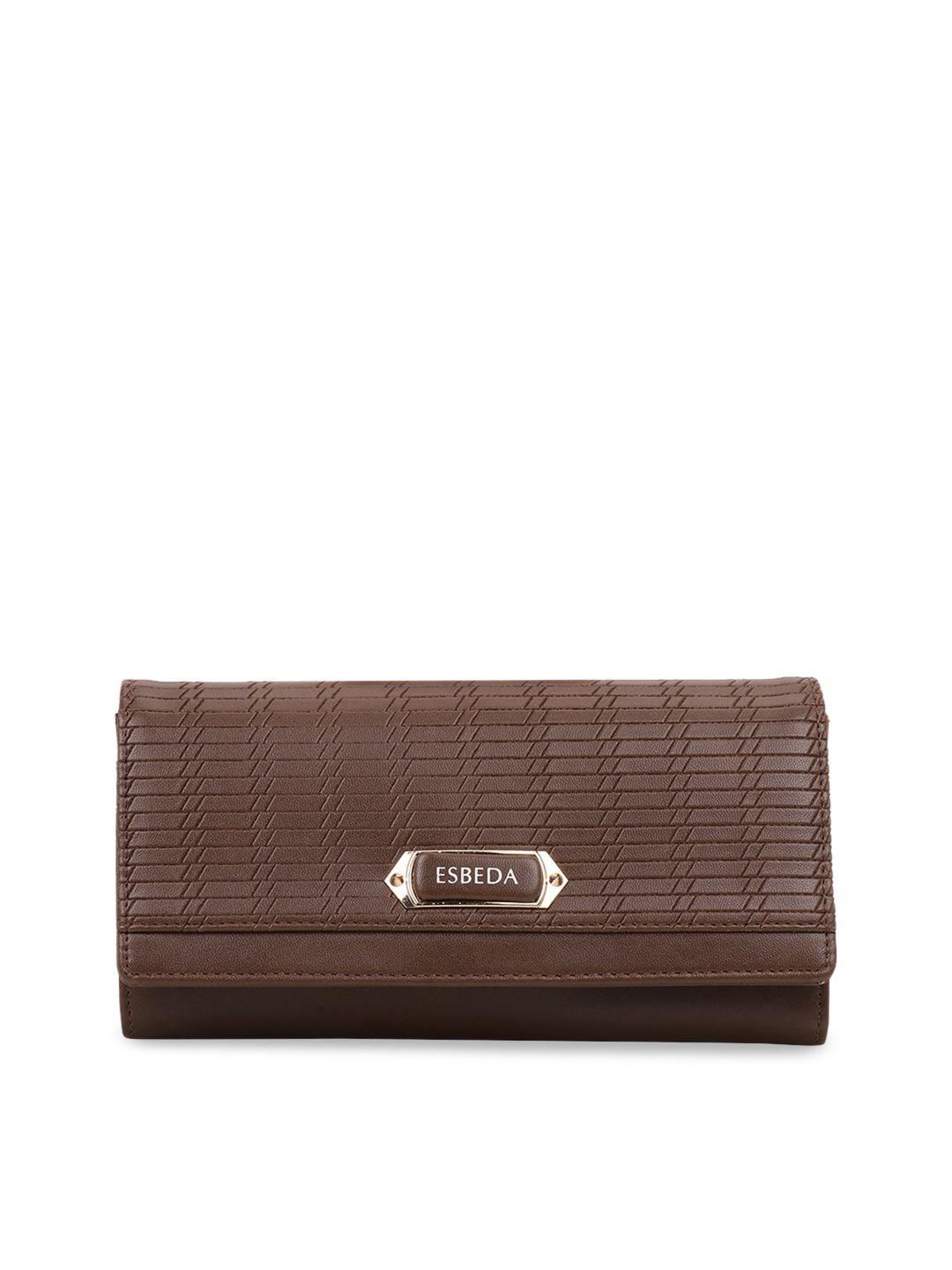 esbeda women brown textured envelope wallet