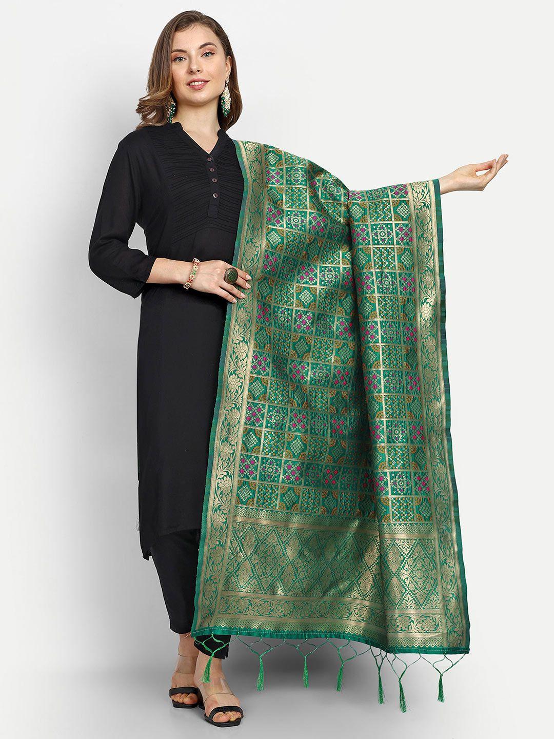 escora bandhani woven design silk dupatta