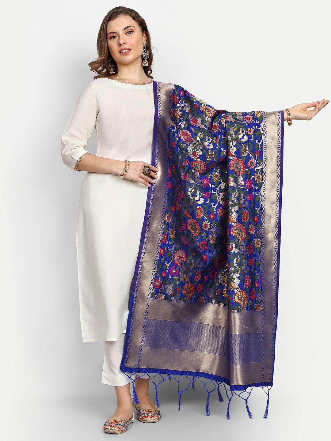 escora ethnic motifs woven design silk dupatta