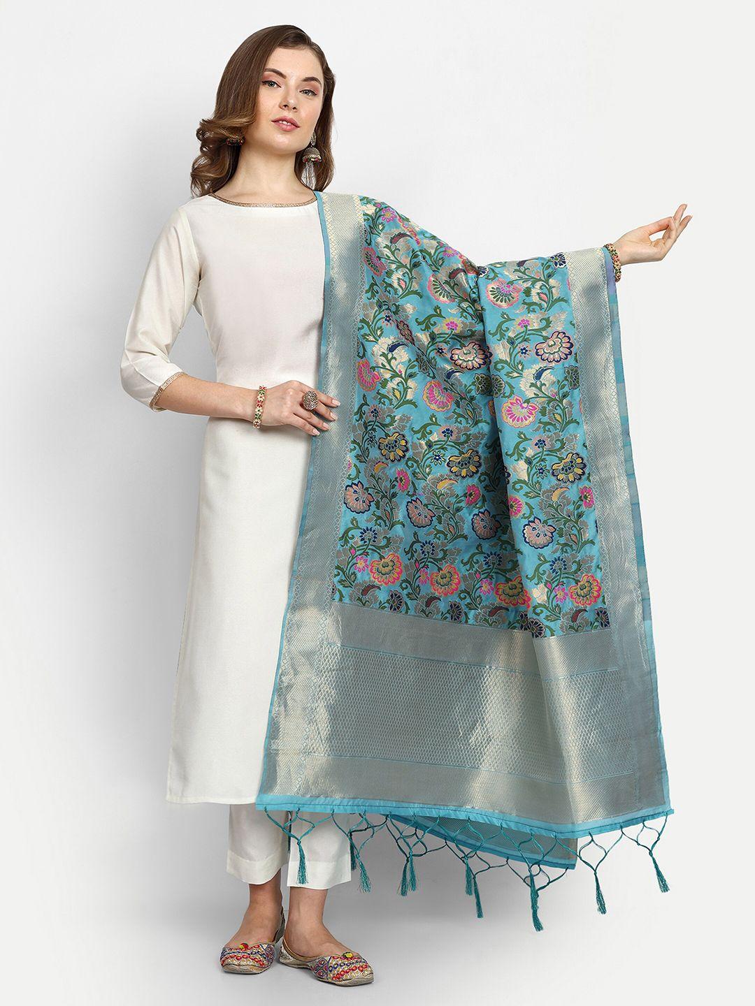 escora ethnic motifs woven design silk dupatta