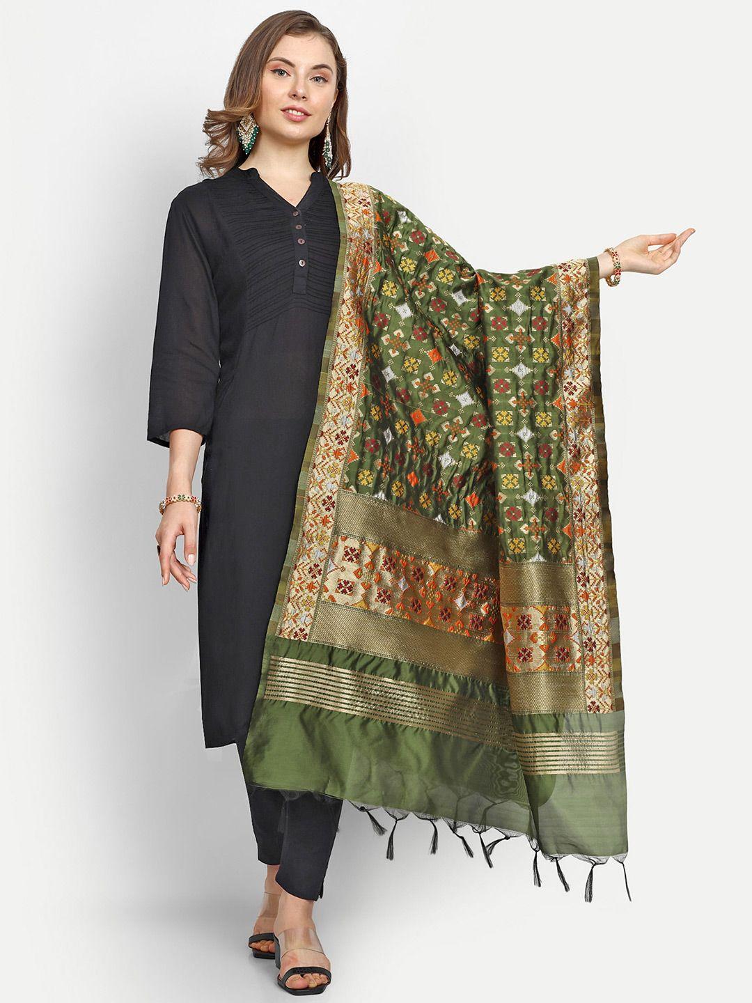 escora ethnic motifs woven design zari dupatta