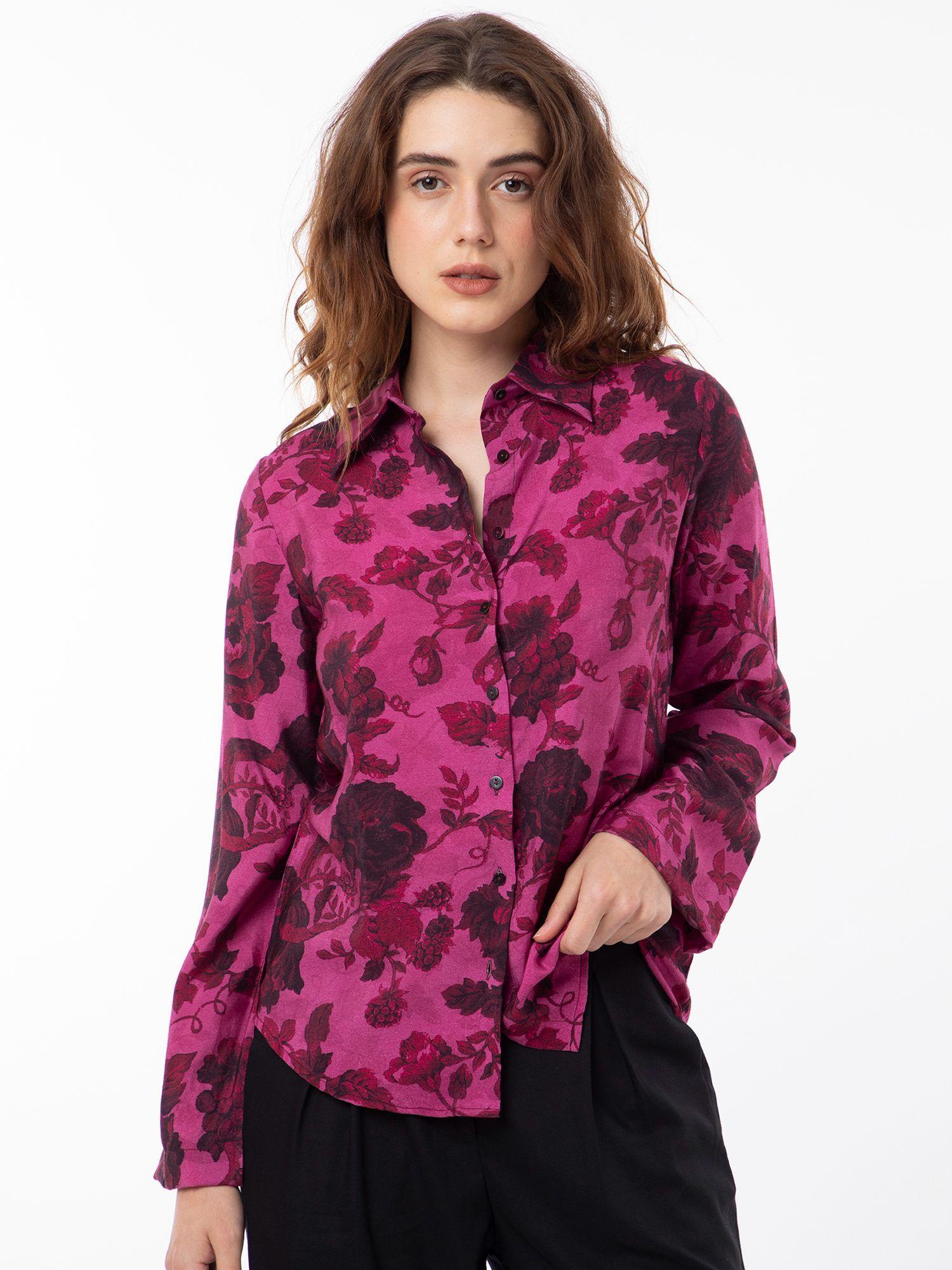 esent floral print collared neck shirt