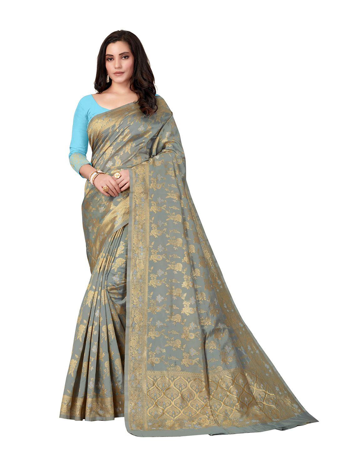 eshami woven design zari silk blend saree with blouse piece