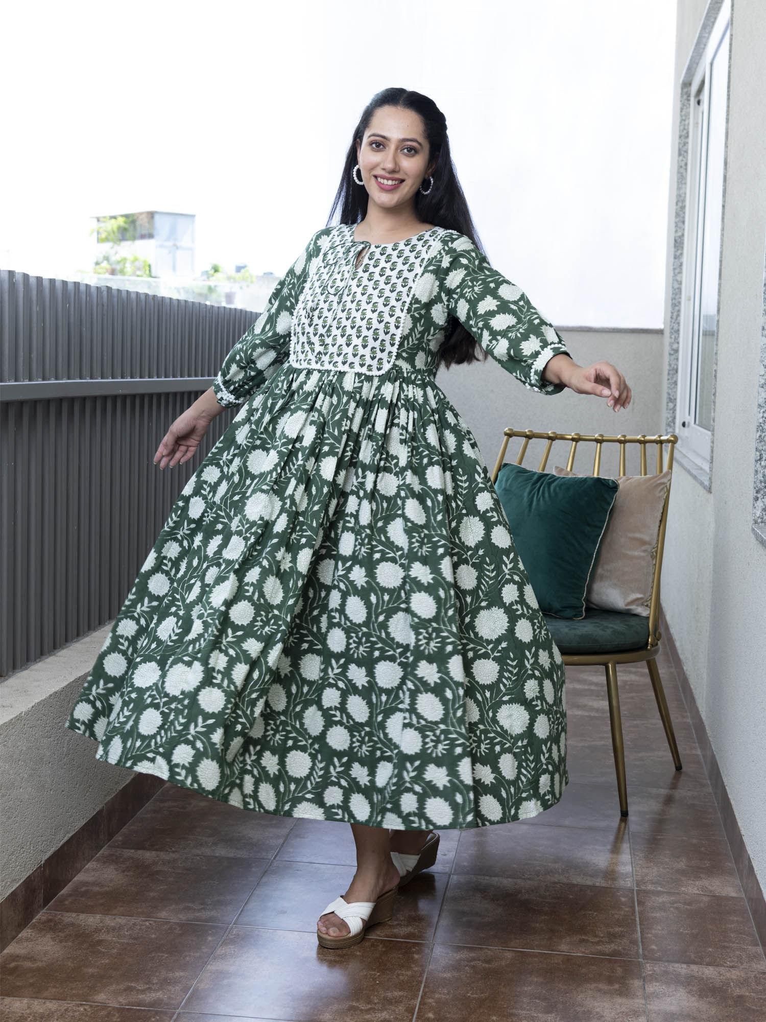 eshana floral block printed dress